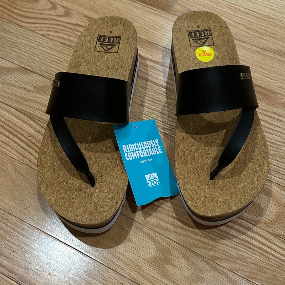 🆕 Reef Black Tan Cushion Sol Hi Sandals - Picture 3 of 5